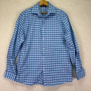 Tommy Hilfiger Mens Blue‎ Checkered Slim Fit Long Sleeve Button Down Shirt
